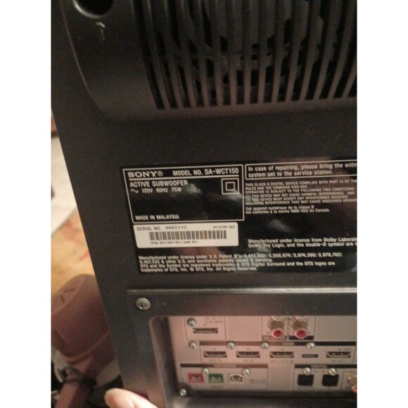 Sony SA-WCT150 Subwoofer for HT-CT150 Home Audio System - Black - Picture 5 of 7